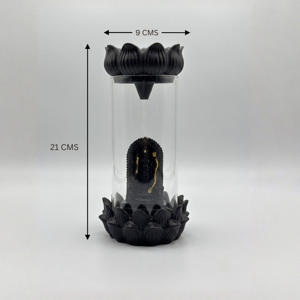 Divine Shree Ram Backflow Incense Burner with Glass Enclosure & Lotus Base