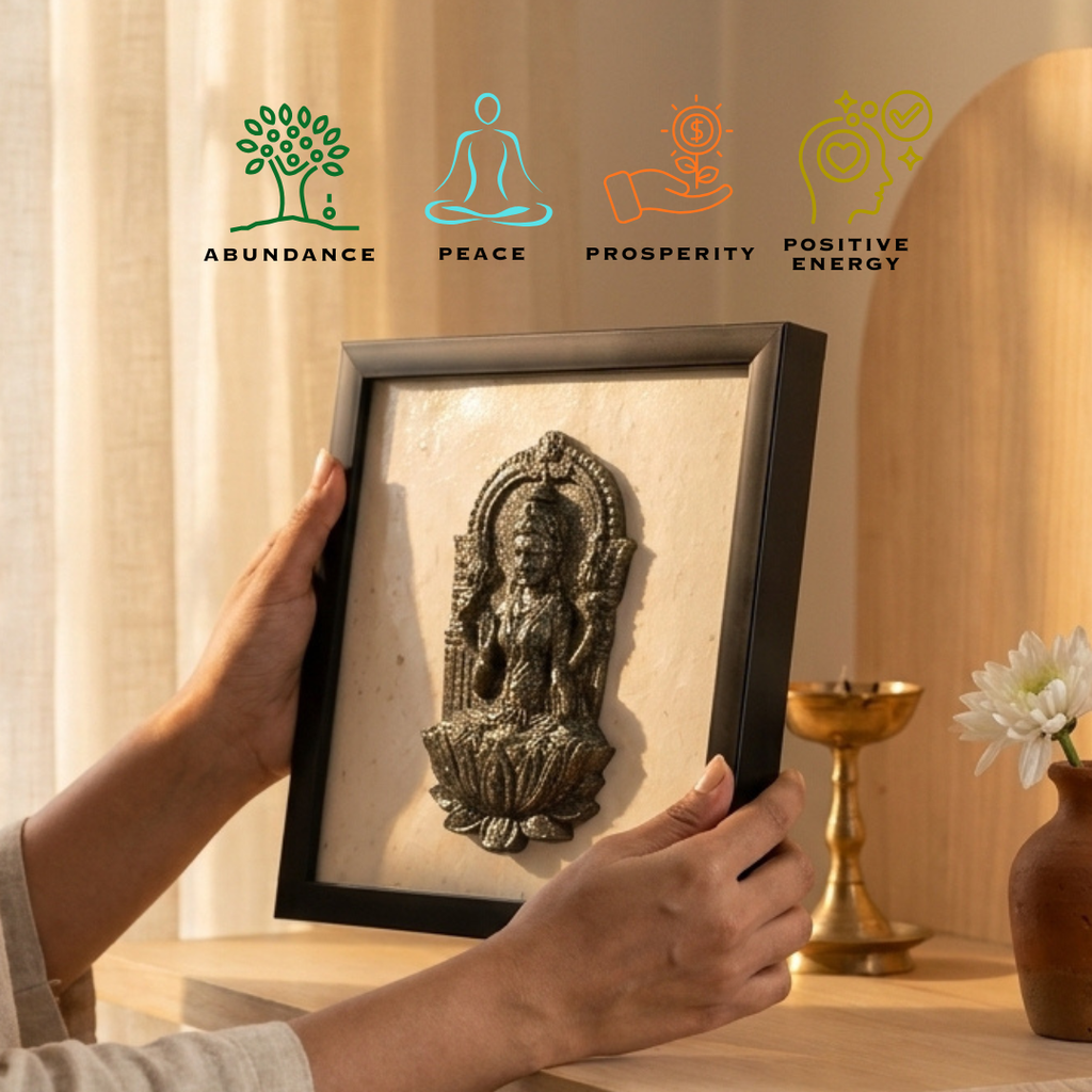 Goddess Laxmi Pyrite Abundance Frame (Pyrite + Selenite )