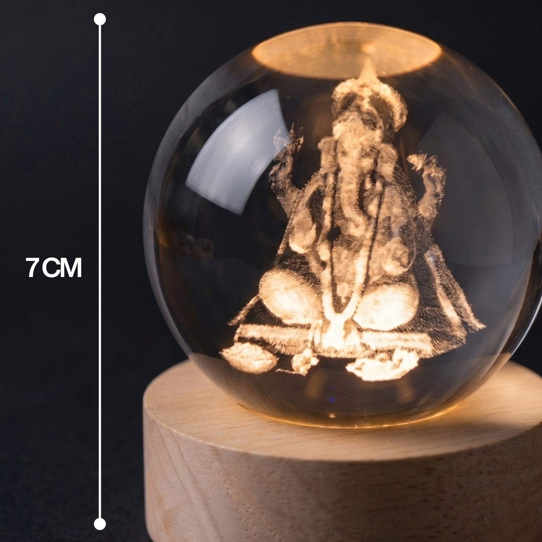 Lord Ganesha 3D Crystal Ball Night Lamp