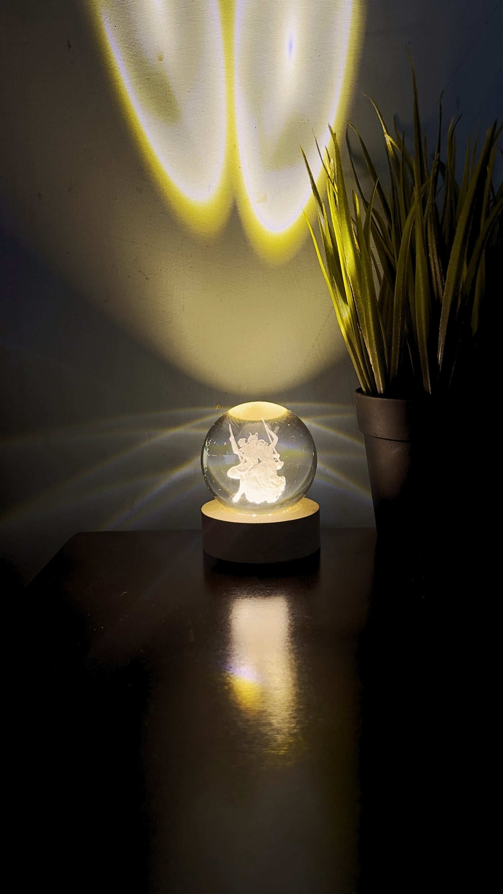 Radha Krishna 3D Crystal Ball Night Lamp