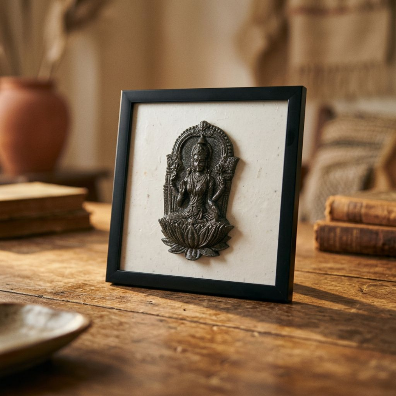 Goddess Laxmi Pyrite Abundance Frame (Pyrite + Selenite Money Magnet Combo)