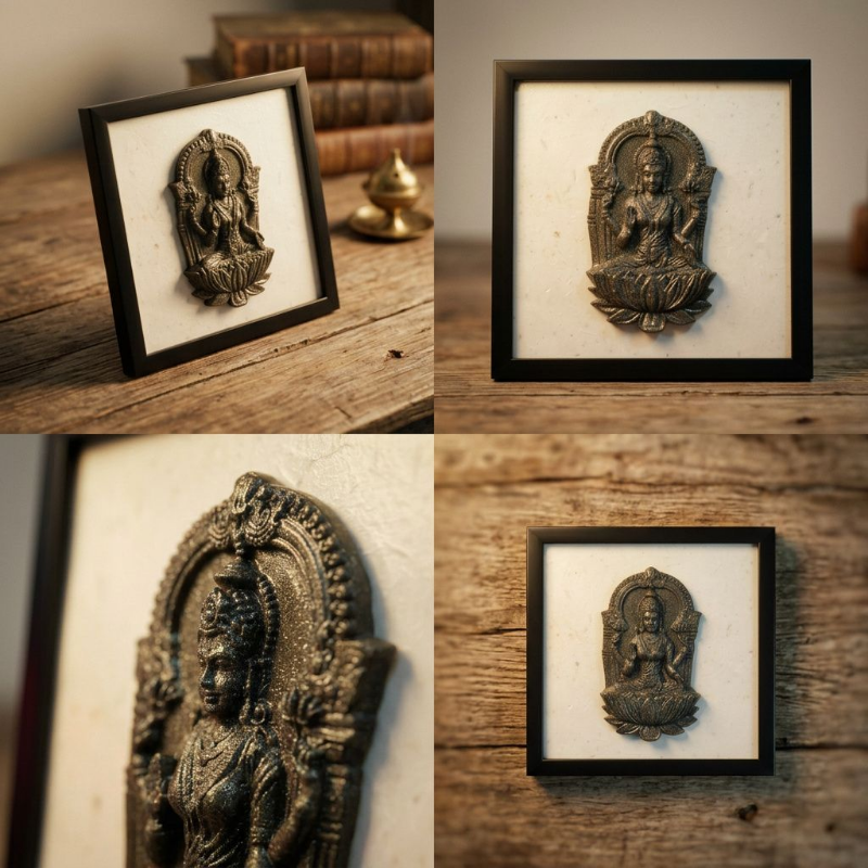 Goddess Laxmi Pyrite Abundance Frame (Pyrite + Selenite Money Magnet Combo)